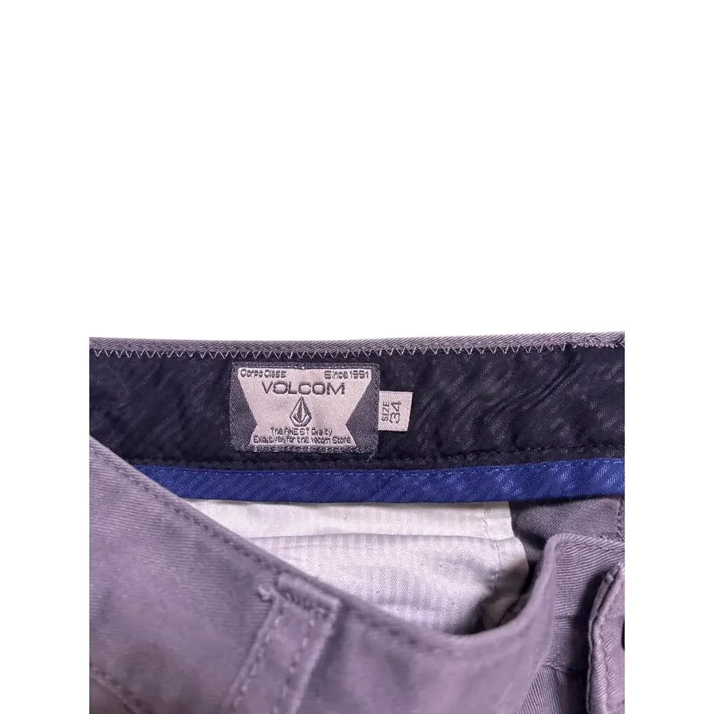 Volcom Y2K Skate Shorts Mens 34 Gray Baggy Skateboarding Streetwear Shorts